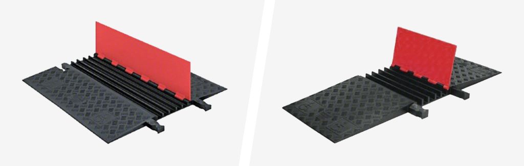 Grainger black and red ADA cable ramps protect cables while complying with ADA requirements.