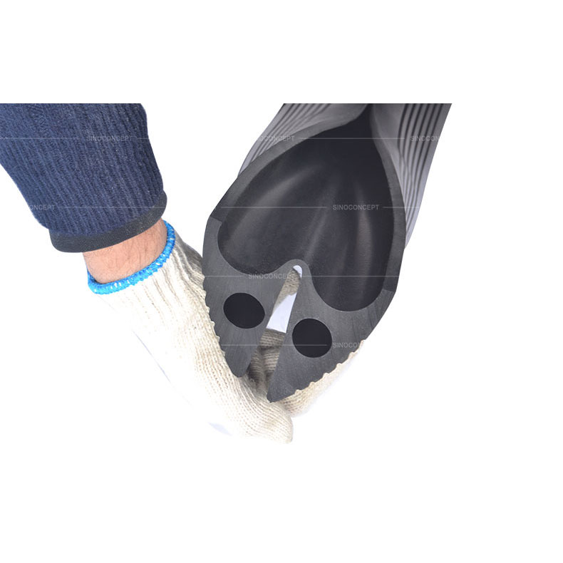 Cable protection ramp also called cable protector cover made of recycled rubber with three channels to protect three cables