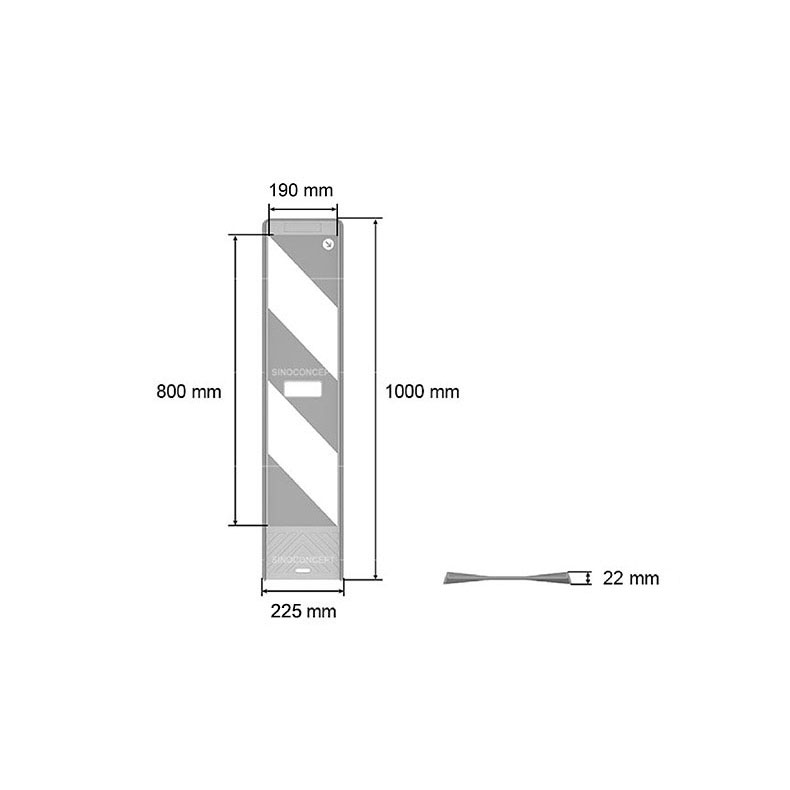Dimensions of plastic delineator panel also called plastic traffic beacon pasted with reflective tapes used as a traffic safety device