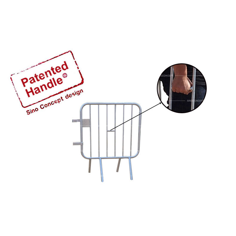 Sino Concept's crowd barrier is designed with a patented handle which is very easy to carry for the users.
