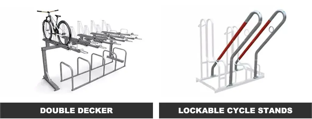 Double-decker cycle stands and lockable cycle stands made by Sino Concept.