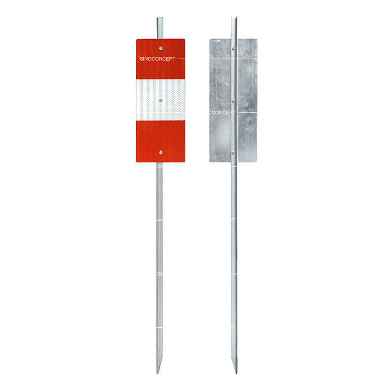 Steel reflective post marker pasted with high-intensity grade film only on one side to be installed along roadsides for traffic control