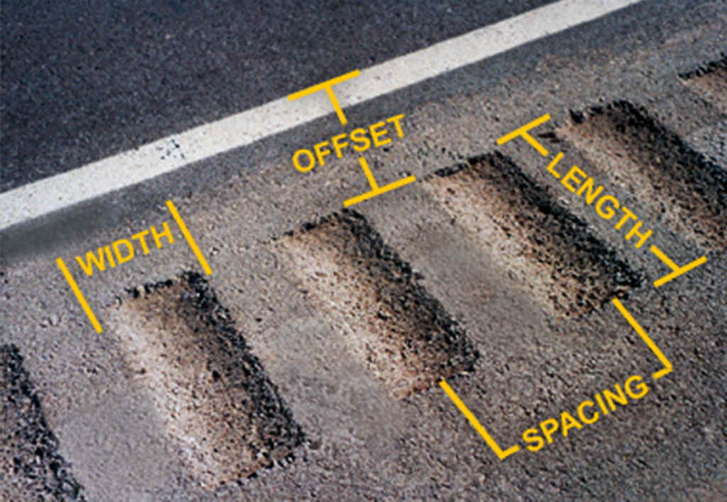Enlarged image of rumble strips.